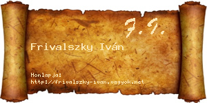 Frivalszky Iván névjegykártya